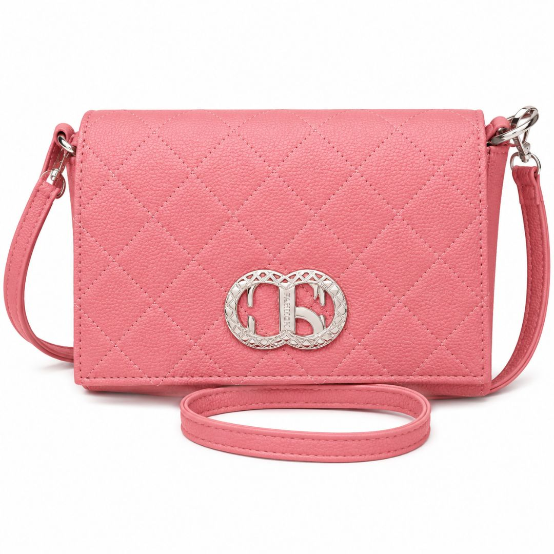 Quilted Faux Leather Crossbody Bag Dusty Rose